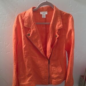 Vibrant Orange/peach Cynthia ROWLEY  Women's Linen Blazer